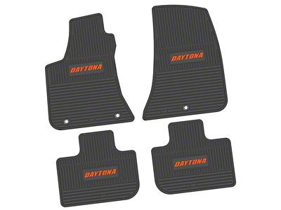 FLEXTREAD Factory Floorpan Fit Custom Vintage Scene Front and Rear Floor Mats with Orange Daytona Insert; Black (11-23 RWD Charger)