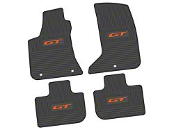 Factory Floorpan Fit Custom Vintage Scene Front and Rear Floor Mats with Orange GT Insert; Black (11-23 AWD Charger)