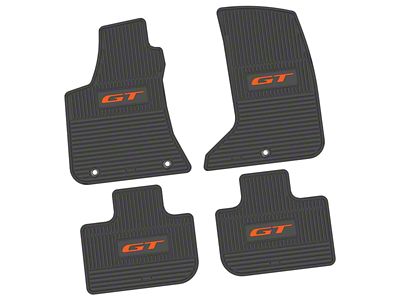 Factory Floorpan Fit Custom Vintage Scene Front and Rear Floor Mats with Orange GT Insert; Black (11-23 AWD Charger)