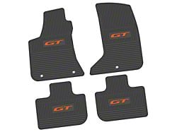 FLEXTREAD Factory Floorpan Fit Custom Vintage Scene Front and Rear Floor Mats with Orange GT Insert; Black (11-23 AWD Charger)