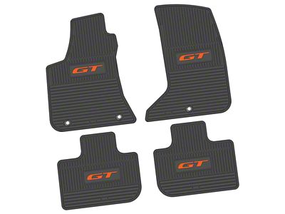 FLEXTREAD Factory Floorpan Fit Custom Vintage Scene Front and Rear Floor Mats with Orange GT Insert; Black (11-23 AWD Charger)