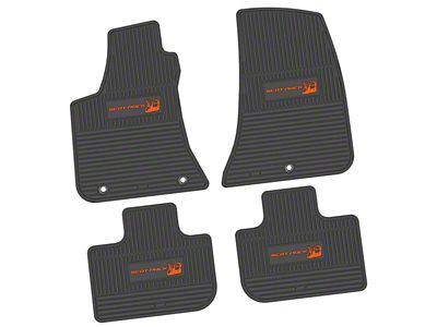 Factory Floorpan Fit Custom Vintage Scene Front and Rear Floor Mats with Orange Scat Pack Insert; Black (11-23 RWD Charger)