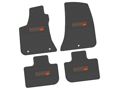 FLEXTREAD Factory Floorpan Fit Custom Vintage Scene Front and Rear Floor Mats with Orange Scat Pack Insert; Black (11-23 RWD Charger)