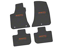 Factory Floorpan Fit Custom Vintage Scene Front and Rear Floor Mats with Orange SRT Hellcat Insert; Black (11-23 RWD Charger)