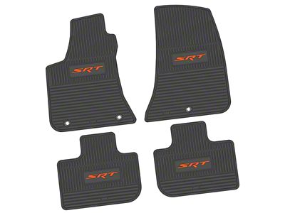 FLEXTREAD Factory Floorpan Fit Custom Vintage Scene Front and Rear Floor Mats with Orange SRT Insert; Black (11-23 RWD Charger)