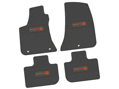 Factory Floorpan Fit Custom Vintage Scene Front and Rear Floor Mats with Orange SRT Superbee Insert; Black (11-23 RWD Charger)