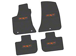 Factory Floorpan Fit Custom Vintage Scene Front and Rear Floor Mats with Orange SXT Insert; Black (11-23 RWD Charger)