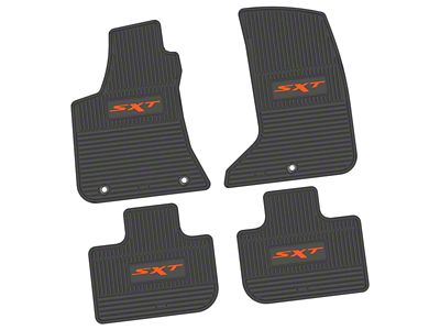 Factory Floorpan Fit Custom Vintage Scene Front and Rear Floor Mats with Orange SXT Insert; Black (11-23 AWD Charger)