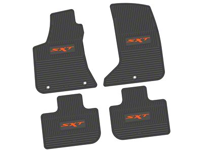 FLEXTREAD Factory Floorpan Fit Custom Vintage Scene Front and Rear Floor Mats with Orange SXT Insert; Black (11-23 AWD Charger)