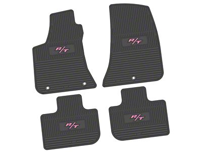 Factory Floorpan Fit Custom Vintage Scene Front and Rear Floor Mats with Pink 2008 R/T Insert; Black (11-23 RWD Charger)