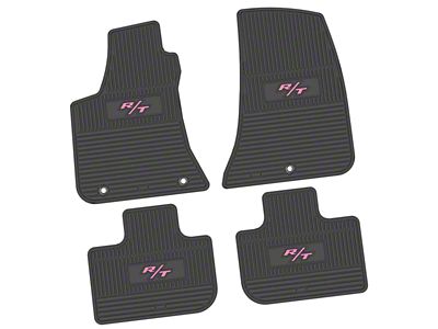 FLEXTREAD Factory Floorpan Fit Custom Vintage Scene Front and Rear Floor Mats with Pink 2008 R/T Insert; Black (11-23 RWD Charger)
