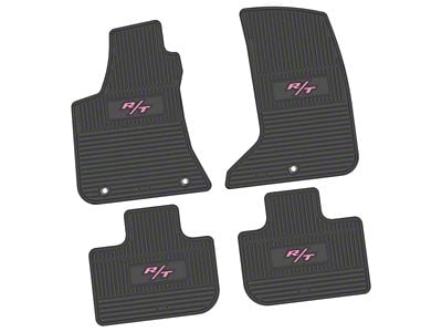 Factory Floorpan Fit Custom Vintage Scene Front and Rear Floor Mats with Pink 2008 R/T Insert; Black (11-23 AWD Charger)