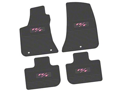 FLEXTREAD Factory Floorpan Fit Custom Vintage Scene Front and Rear Floor Mats with Pink 2015 R/T Insert; Black (11-23 RWD Charger)