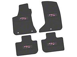 Factory Floorpan Fit Custom Vintage Scene Front and Rear Floor Mats with Pink 2015 R/T Insert; Black (11-23 AWD Charger)