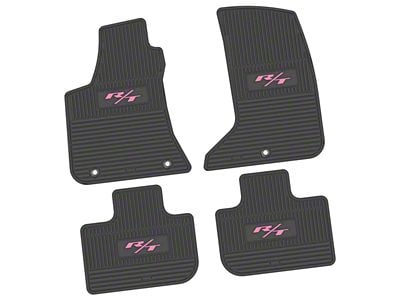 Factory Floorpan Fit Custom Vintage Scene Front and Rear Floor Mats with Pink 2015 R/T Insert; Black (11-23 AWD Charger)