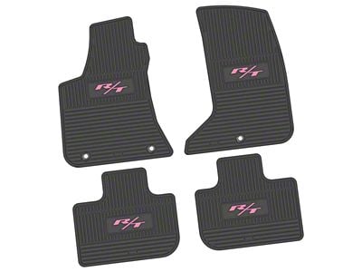 FLEXTREAD Factory Floorpan Fit Custom Vintage Scene Front and Rear Floor Mats with Pink 2015 R/T Insert; Black (11-23 AWD Charger)