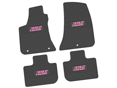 Factory Floorpan Fit Custom Vintage Scene Front and Rear Floor Mats with Pink 392 HEMI Insert; Black (11-23 RWD Charger)