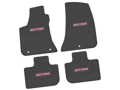 FLEXTREAD Factory Floorpan Fit Custom Vintage Scene Front and Rear Floor Mats with Pink Daytona Insert; Black (11-23 RWD Charger)