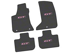 Factory Floorpan Fit Custom Vintage Scene Front and Rear Floor Mats with Pink GT Insert; Black (11-23 AWD Charger)