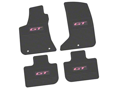 Factory Floorpan Fit Custom Vintage Scene Front and Rear Floor Mats with Pink GT Insert; Black (11-23 AWD Charger)