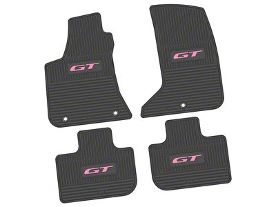 FLEXTREAD Factory Floorpan Fit Custom Vintage Scene Front and Rear Floor Mats with Pink GT Insert; Black (11-23 AWD Charger)