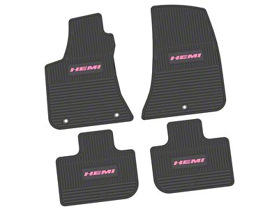 FLEXTREAD Factory Floorpan Fit Custom Vintage Scene Front and Rear Floor Mats with Pink HEMI Insert; Black (11-23 RWD Charger)