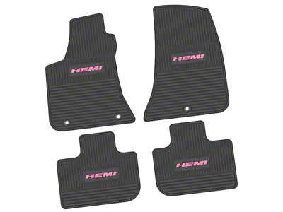 Factory Floorpan Fit Custom Vintage Scene Front and Rear Floor Mats with Pink HEMI Insert; Black (11-23 RWD Charger)