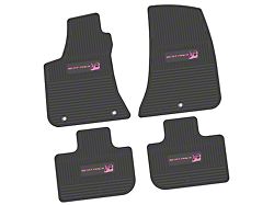 Factory Floorpan Fit Custom Vintage Scene Front and Rear Floor Mats with Pink Scat Pack Insert; Black (11-23 RWD Charger)