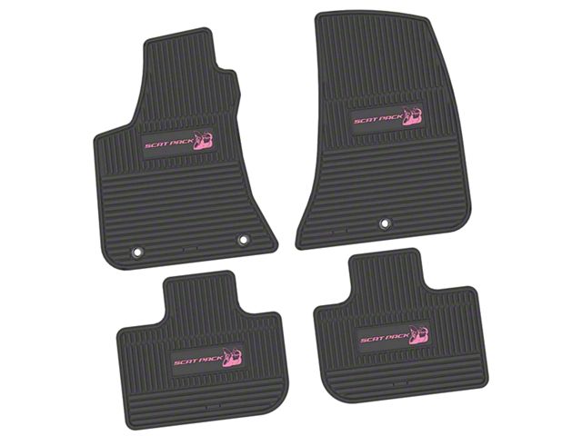 FLEXTREAD Factory Floorpan Fit Custom Vintage Scene Front and Rear Floor Mats with Pink Scat Pack Insert; Black (11-23 RWD Charger)
