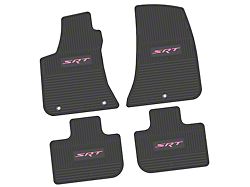 Factory Floorpan Fit Custom Vintage Scene Front and Rear Floor Mats with Pink SRT Insert; Black (11-23 RWD Charger)