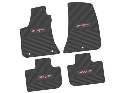 FLEXTREAD Factory Floorpan Fit Custom Vintage Scene Front and Rear Floor Mats with Pink SRT Insert; Black (11-23 RWD Charger)