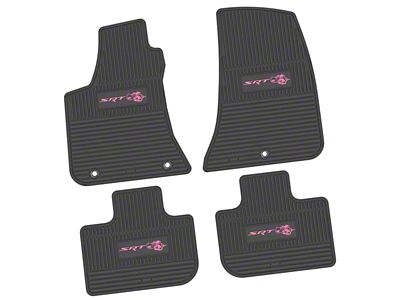 Factory Floorpan Fit Custom Vintage Scene Front and Rear Floor Mats with Pink SRT Superbee Insert; Black (11-23 RWD Charger)