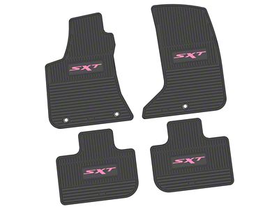 FLEXTREAD Factory Floorpan Fit Custom Vintage Scene Front and Rear Floor Mats with Pink SXT Insert; Black (11-23 AWD Charger)