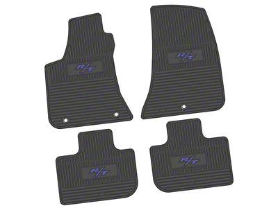 FLEXTREAD Factory Floorpan Fit Custom Vintage Scene Front and Rear Floor Mats with Purple 2008 R/T Insert; Black (11-23 RWD Charger)