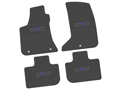 Factory Floorpan Fit Custom Vintage Scene Front and Rear Floor Mats with Purple 2008 R/T Insert; Black (11-23 AWD Charger)