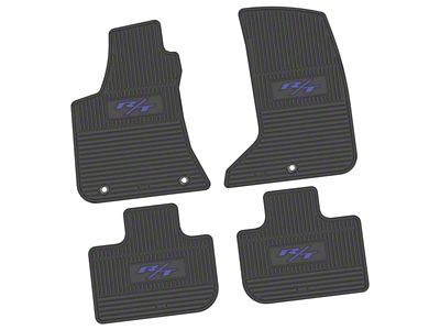 Factory Floorpan Fit Custom Vintage Scene Front and Rear Floor Mats with Purple 2015 R/T Insert; Black (11-23 AWD Charger)