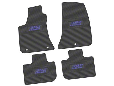 FLEXTREAD Factory Floorpan Fit Custom Vintage Scene Front and Rear Floor Mats with Purple 392 HEMI Insert; Black (11-23 RWD Charger)
