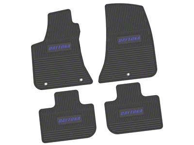 Factory Floorpan Fit Custom Vintage Scene Front and Rear Floor Mats with Purple Daytona Insert; Black (11-23 RWD Charger)