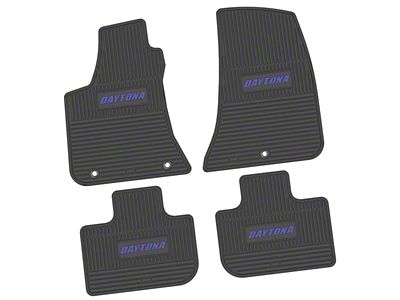 FLEXTREAD Factory Floorpan Fit Custom Vintage Scene Front and Rear Floor Mats with Purple Daytona Insert; Black (11-23 RWD Charger)