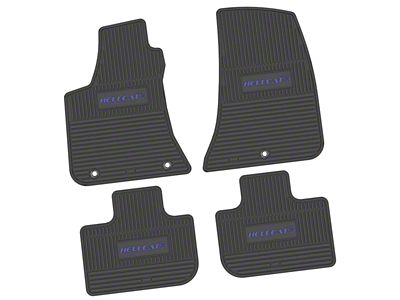 Factory Floorpan Fit Custom Vintage Scene Front and Rear Floor Mats with Purple Hellcat Insert; Black (11-23 RWD Charger)