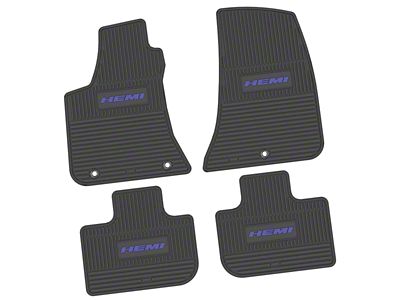 Factory Floorpan Fit Custom Vintage Scene Front and Rear Floor Mats with Purple HEMI Insert; Black (11-23 RWD Charger)