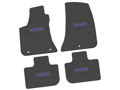 FLEXTREAD Factory Floorpan Fit Custom Vintage Scene Front and Rear Floor Mats with Purple HEMI Insert; Black (11-23 RWD Charger)