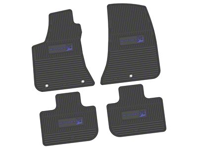 Factory Floorpan Fit Custom Vintage Scene Front and Rear Floor Mats with Purple Scat Pack Insert; Black (11-23 RWD Charger)