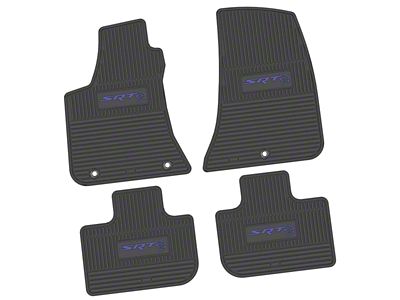 Factory Floorpan Fit Custom Vintage Scene Front and Rear Floor Mats with Purple SRT Hellcat Insert; Black (11-23 RWD Charger)