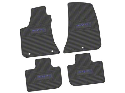FLEXTREAD Factory Floorpan Fit Custom Vintage Scene Front and Rear Floor Mats with Purple SRT Hellcat Insert; Black (11-23 RWD Charger)