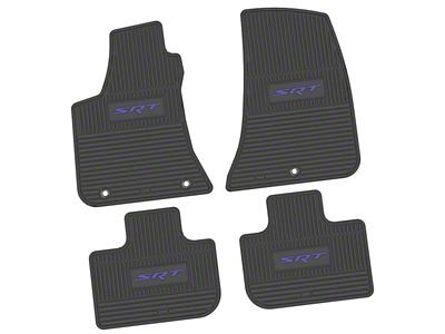 Factory Floorpan Fit Custom Vintage Scene Front and Rear Floor Mats with Purple SRT Insert; Black (11-23 RWD Charger)