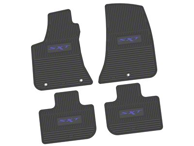 Factory Floorpan Fit Custom Vintage Scene Front and Rear Floor Mats with Purple SXT Insert; Black (11-23 RWD Charger)