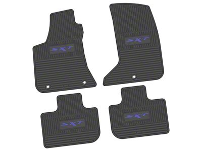 Factory Floorpan Fit Custom Vintage Scene Front and Rear Floor Mats with Purple SXT Insert; Black (11-23 AWD Charger)