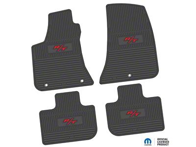 Factory Floorpan Fit Custom Vintage Scene Front and Rear Floor Mats with Red 2008 R/T Insert; Black (11-23 RWD Charger)