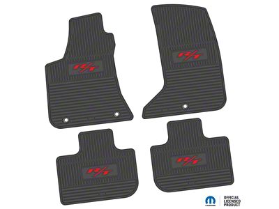 FLEXTREAD Factory Floorpan Fit Custom Vintage Scene Front and Rear Floor Mats with Red 2015 R/T Insert; Black (11-23 RWD Charger)